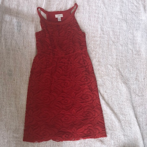 loft red lace dress